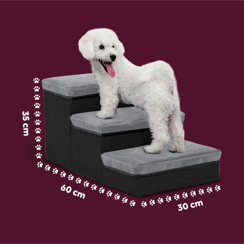 Scaletta per Animali Domestici – 3 Gradini Imbottiti e Pieghevoli con Contenitori