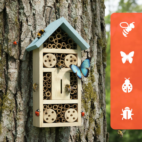 Casa per Insetti da Giardino in Legno di Bambù – 6 Scomparti