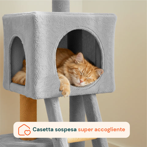 Tiragraffi per Gatti 92 cm con Cuccia, Scala e Giochi