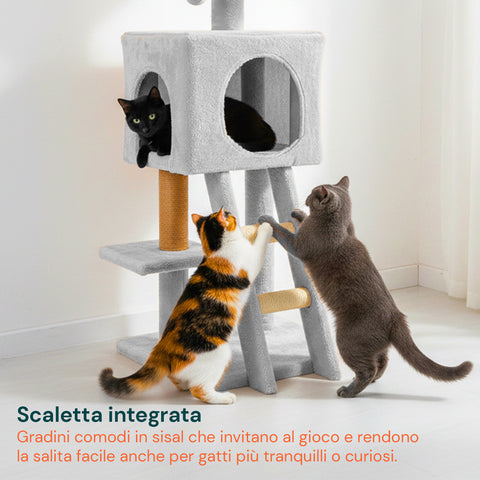 Tiragraffi per Gatti 92 cm con Cuccia, Scala e Giochi