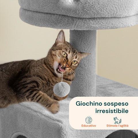Tiragraffi per Gatti 92 cm con Cuccia, Scala e Giochi