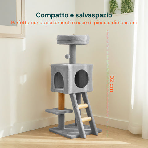 Tiragraffi per Gatti 92 cm con Cuccia, Scala e Giochi