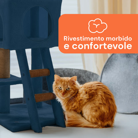 Tiragraffi per Gatti 92 cm con Cuccia, Scala e Giochi