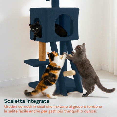 Tiragraffi per Gatti 92 cm con Cuccia, Scala e Giochi