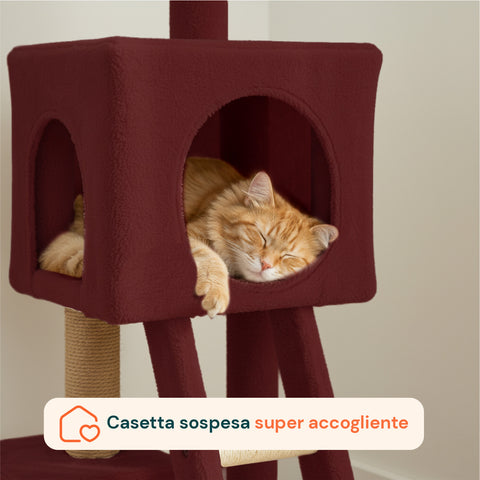 Tiragraffi per Gatti 92 cm con Cuccia, Scala e Giochi