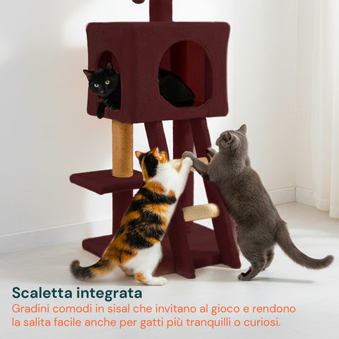 Tiragraffi per Gatti 92 cm con Cuccia, Scala e Giochi