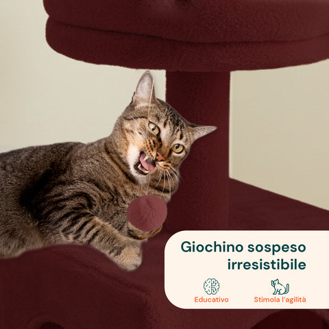 Tiragraffi per Gatti 92 cm con Cuccia, Scala e Giochi