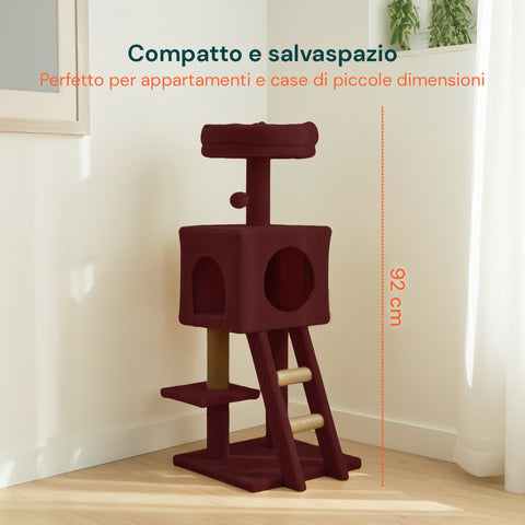 Tiragraffi per Gatti 92 cm con Cuccia, Scala e Giochi