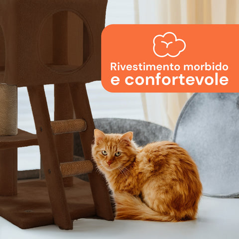 Tiragraffi per Gatti 92 cm con Cuccia, Scala e Giochi