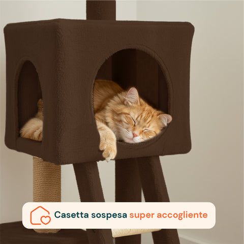 Tiragraffi per Gatti 92 cm con Cuccia, Scala e Giochi