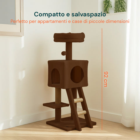 Tiragraffi per Gatti 92 cm con Cuccia, Scala e Giochi