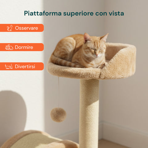 Tiragraffi per Gatti 50 cm con Arco in Sisal e Gioco Pendente