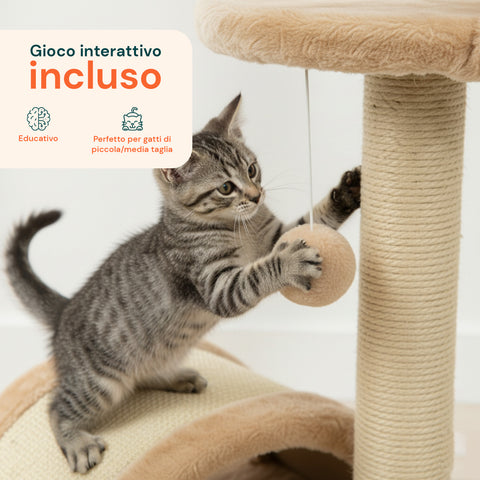 Tiragraffi per Gatti 50 cm con Arco in Sisal e Gioco Pendente