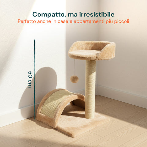 Tiragraffi per Gatti 50 cm con Arco in Sisal e Gioco Pendente