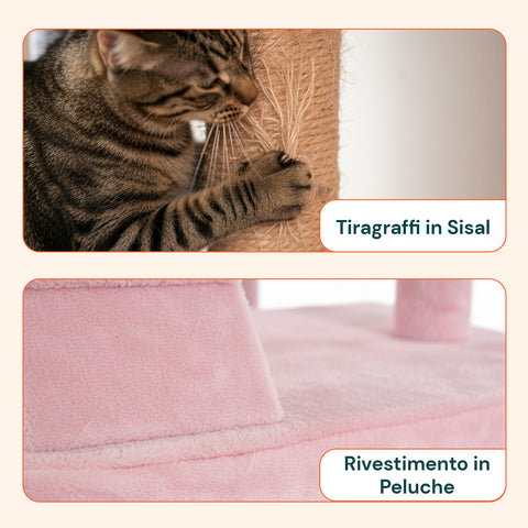 Tiragraffi per Gatti 170 cm con Cuccia, Griglie e Accessori Montaggio