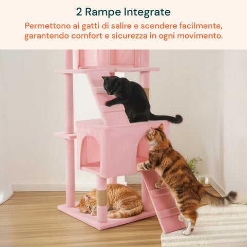 Tiragraffi per Gatti 170 cm con Cuccia, Griglie e Accessori Montaggio