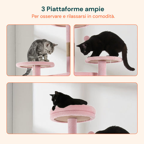 Tiragraffi per Gatti 170 cm con Cuccia, Griglie e Accessori Montaggio