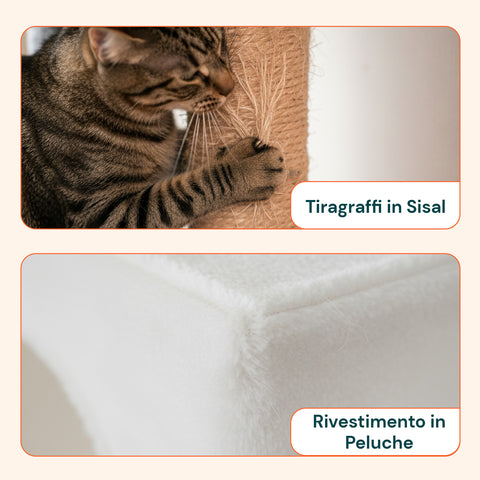 Tiragraffi per Gatti 170 cm con Cuccia, Griglie e Accessori Montaggio