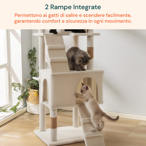 Tiragraffi per Gatti 170 cm con Cuccia, Griglie e Accessori Montaggio