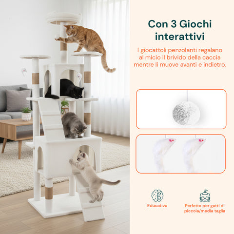 Tiragraffi per Gatti 170 cm con Cuccia, Griglie e Accessori Montaggio