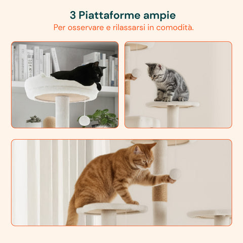 Tiragraffi per Gatti 170 cm con Cuccia, Griglie e Accessori Montaggio