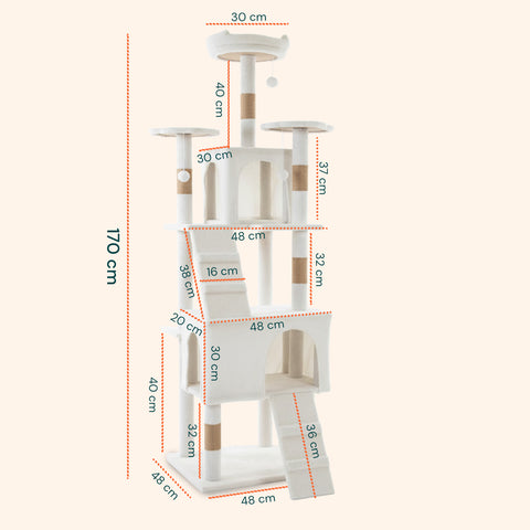 Tiragraffi per Gatti 170 cm con Cuccia, Griglie e Accessori Montaggio