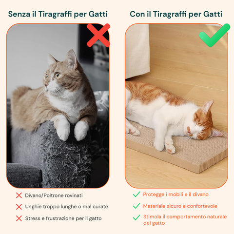 Set 5 Tiragraffi per Gatti Bifacciale in Cartone Ondulato