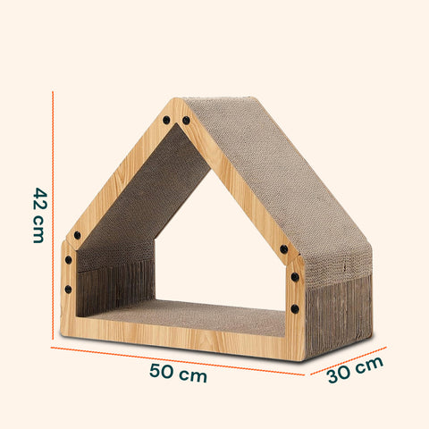 Tiragraffi per Gatti a Forma di Casa con Struttura in Legno
