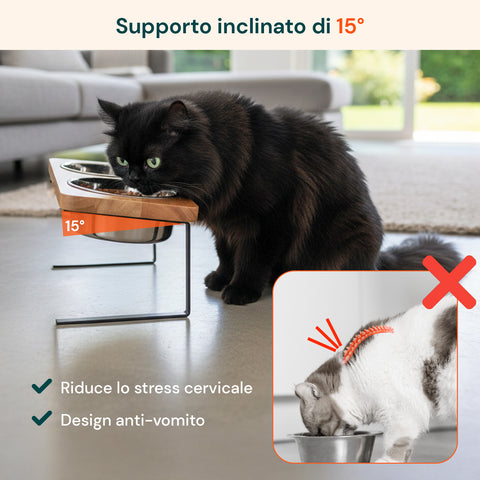 Set 2 Ciotole Acciaio Inox 250ml con Struttura Rialzata Antistress