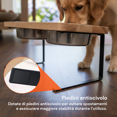 Set 2 Ciotole Acciaio Inox 250ml con Struttura Rialzata Antistress