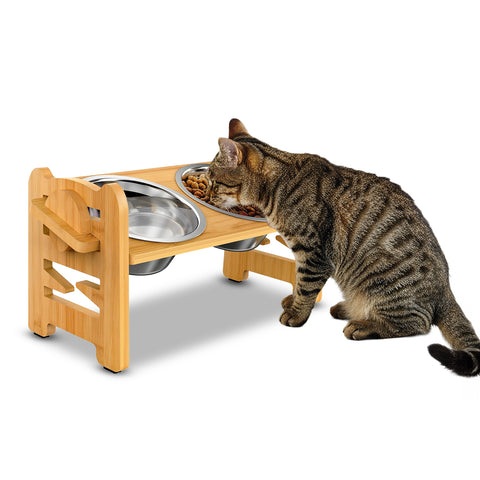 Doppia Ciotola Rialzate Regolabili 250ml per Cani e Gatti con 3 Altezze
