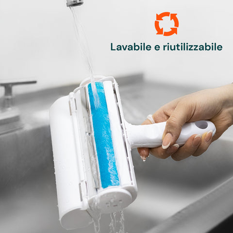 Rullo Leva Peli per Animali con Contenitore Svuotabile