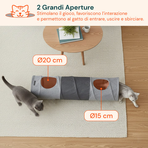 Tunnel per Gatti Spazioso con Palla da Gioco 30x130 cm Interattivo