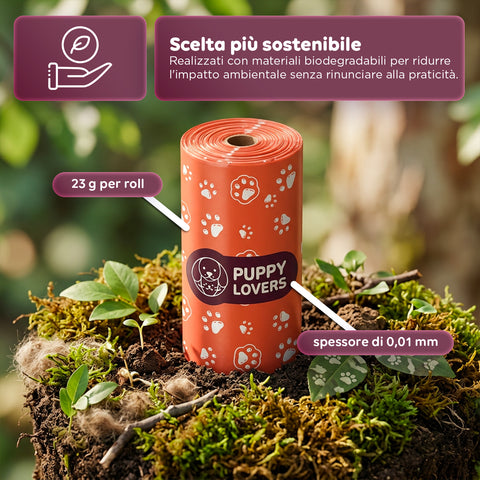 600 Sacchetti per Cani Biodegradabili per Bisogni – Formato Scorta 500+100 Omaggio – 40 Rotoli da 15 Sacchetti – Dimensioni 22x33cm Spessore  0,01 mm