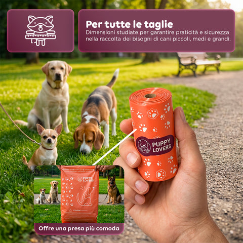 600 Sacchetti per Cani Biodegradabili per Bisogni – Formato Scorta 500+100 Omaggio – 40 Rotoli da 15 Sacchetti – Dimensioni 22x33cm Spessore  0,01 mm