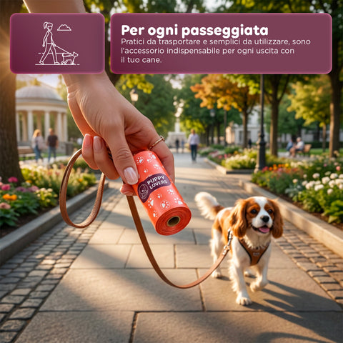 600 Sacchetti per Cani Biodegradabili per Bisogni – Formato Scorta 500+100 Omaggio – 40 Rotoli da 15 Sacchetti – Dimensioni 22x33cm Spessore  0,01 mm