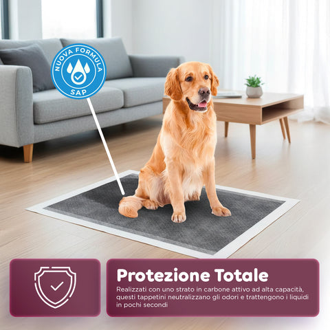 Tappetini Igienici al Carbone Attivo 60×90 – Set 30-180 Pezzi con Adesivi e Anti-Odore