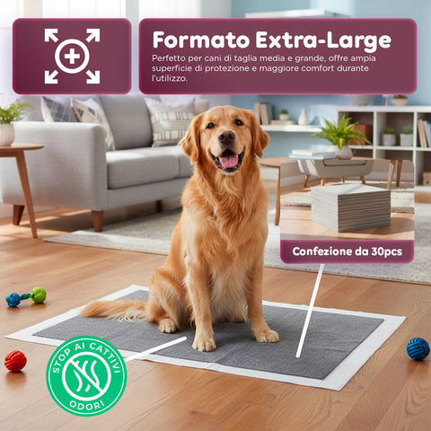 Tappetini Igienici al Carbone Attivo 60×90 – Set 30-180 Pezzi con Adesivi e Anti-Odore