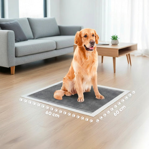 Tappetini Igienici al Carbone Attivo 60×60 – Set 50/300 Pezzi con Adesivi e Anti-Odore