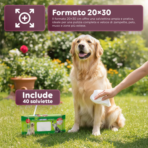 Salviette Pets 40 / 480 pz con Aloe – Detergenti e Deodoranti per Uso Quotidiano