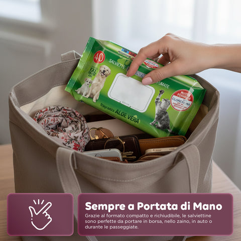 Salviette Pets 40 / 480 pz con Aloe – Detergenti e Deodoranti per Uso Quotidiano