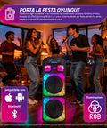 Cassa Bluetooth Karaoke XL 90 cm 800W con LED RGB e 2 Microfoni Wireless Inclusi