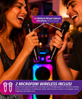 Cassa Bluetooth Karaoke XL 90 cm 800W con LED RGB e 2 Microfoni Wireless Inclusi