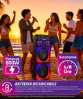 Cassa Bluetooth Karaoke XL 90 cm 800W con LED RGB e 2 Microfoni Wireless Inclusi