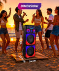 Cassa Bluetooth Karaoke XL 90 cm 800W con LED RGB e 2 Microfoni Wireless Inclusi