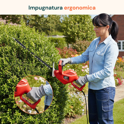 Tagliasiepi Elettrico 550W – Lame Doppia Azione da 51 cm e Coprilama Incluso