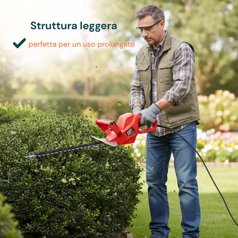 Tagliasiepi Elettrico 550W – Lame Doppia Azione da 51 cm e Coprilama Incluso