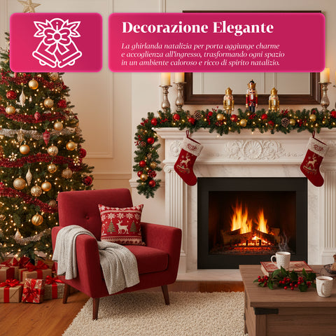 Ghirlanda Natalizia Verde 270 cm – Festone Decorativo Classico 180 Rami