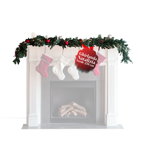 Ghirlanda Natalizia Verde 270 cm – Festone Decorativo Classico 180 Rami