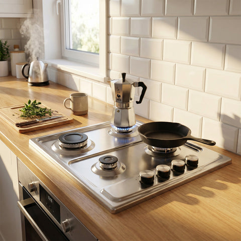 Piano Cottura 4 Fuochi A Gas In Acciaio Inox 50x58cm 220-240v